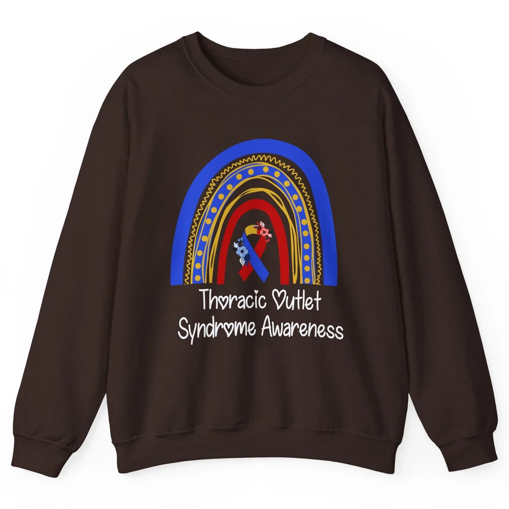 Thoracic Outlet Syndrome Awareness Floral Blue Red Rainbow Unisex Crewneck Sweatshirt