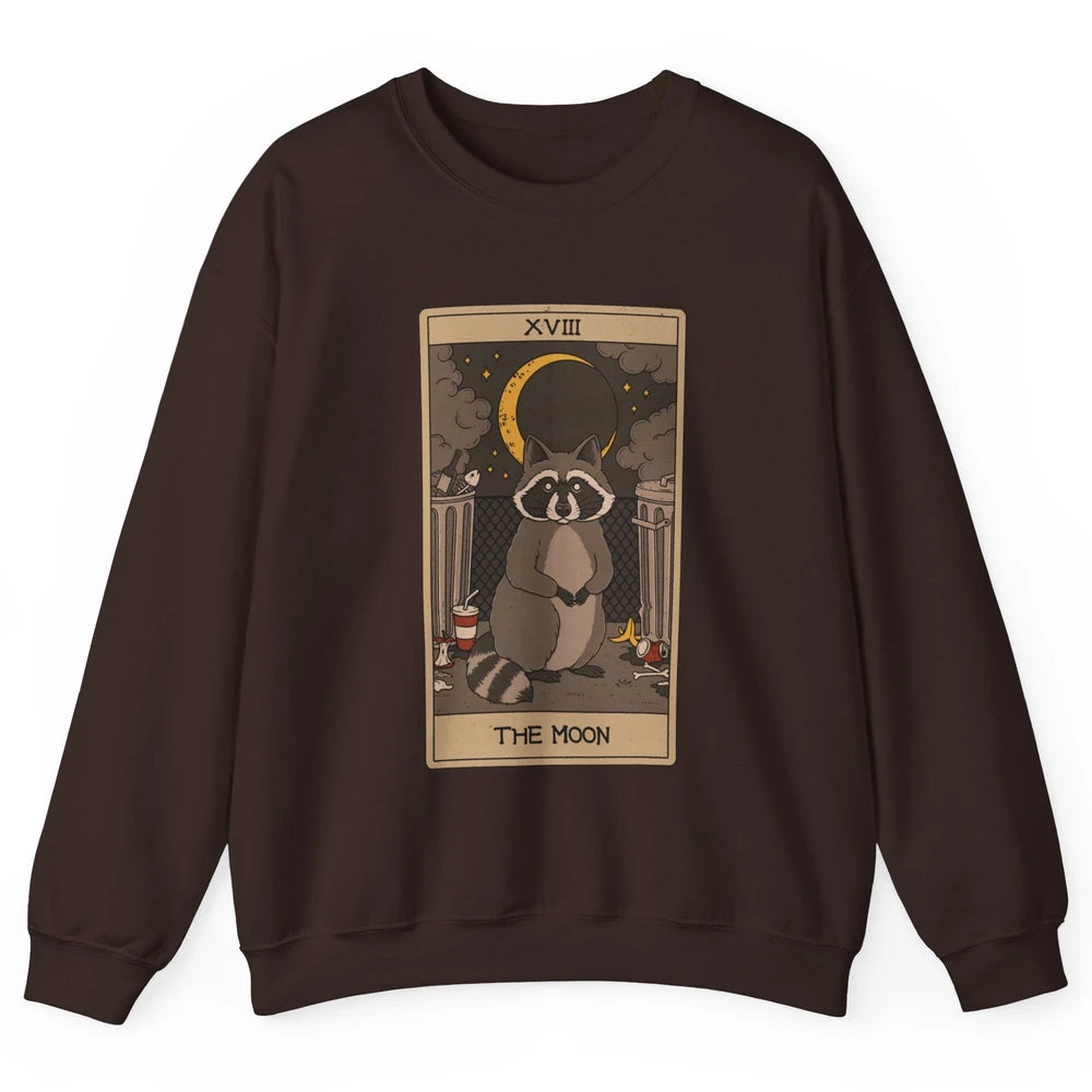 The Moon Raccoon Tarot Card Vintage Opossum Trashed Panda Unisex Crewneck Sweatshirt