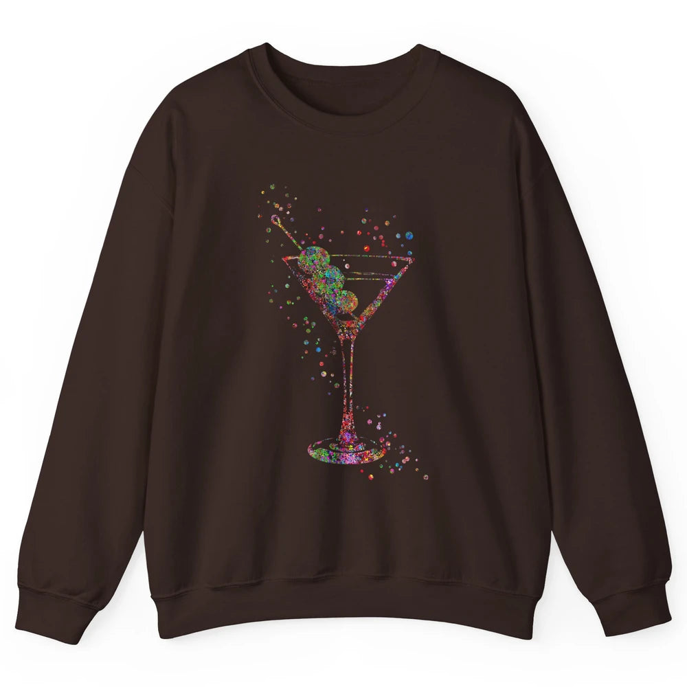 Watercolor Glass Of Martini Cocktails Wine Shot Alcoholic Unisex Crewneck Sweatshirt