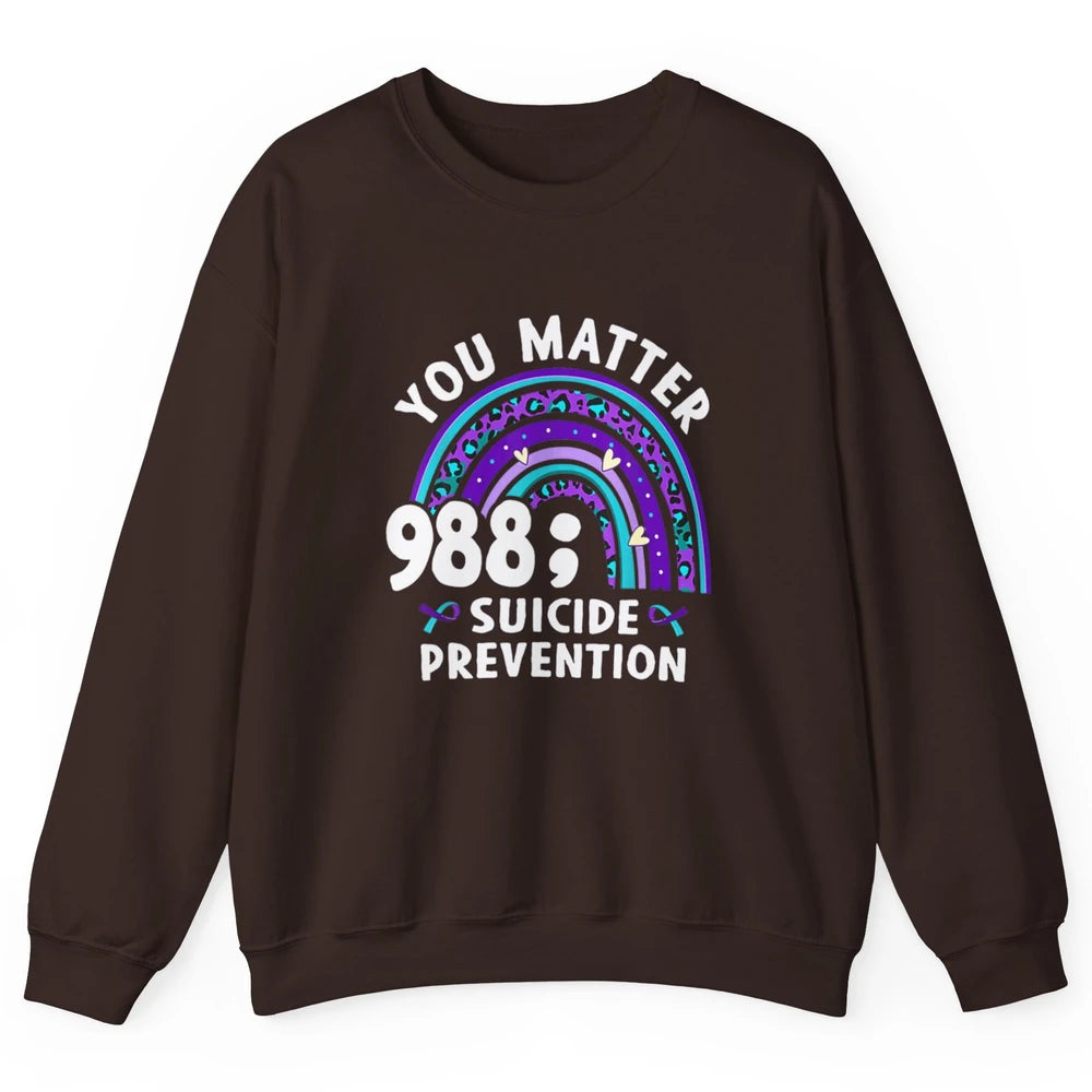 Suicide Prevention Month Hotline Semicolon Rainbow Warrior Unisex Crewneck Sweatshirt