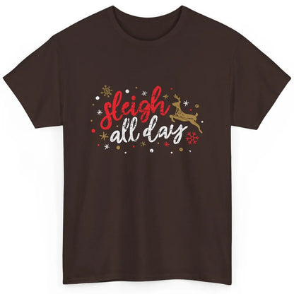 Sleigh All Day Xmas Reindeer Retro Merry Christmas Lights Classic Unisex T-Shirt