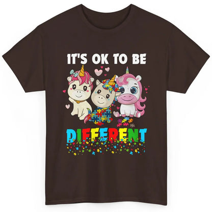 Autism Awareness Puzzles Baby Unicorn Okay To Be Different Classic Unisex T-Shirt