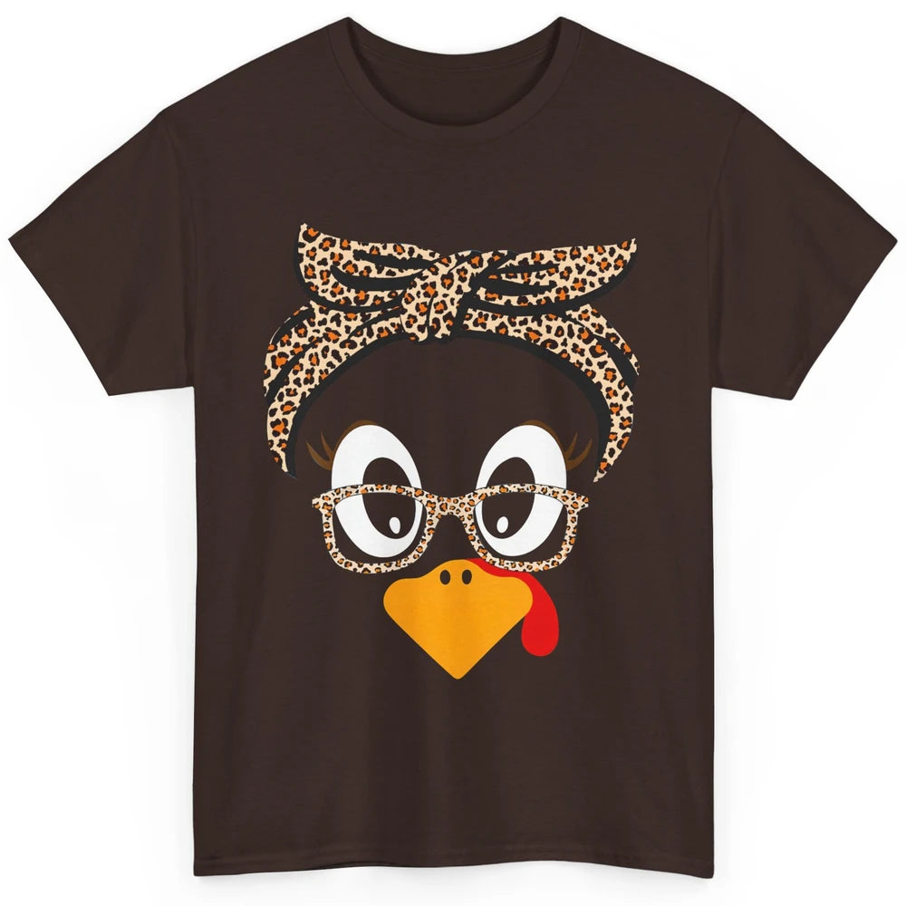 Cute Turkey Mom Leopard Glasses Thanksgiving Fall Turkey Day Classic Unisex T-Shirt