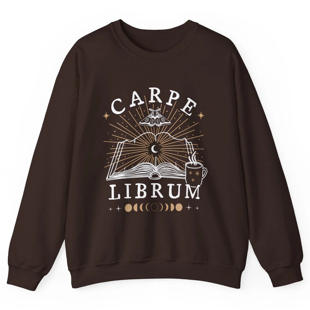 Carpe Librum Dark Academia Aesthetic Moth Book Witchy Gothic Unisex Crewneck Sweatshirt