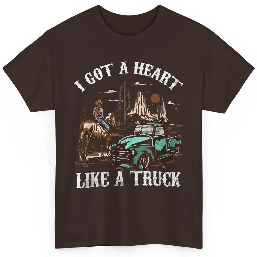 Western Sunset Cowgirl I Got Heart Like Truck Rodeo Cactus Classic Unisex T-Shirt