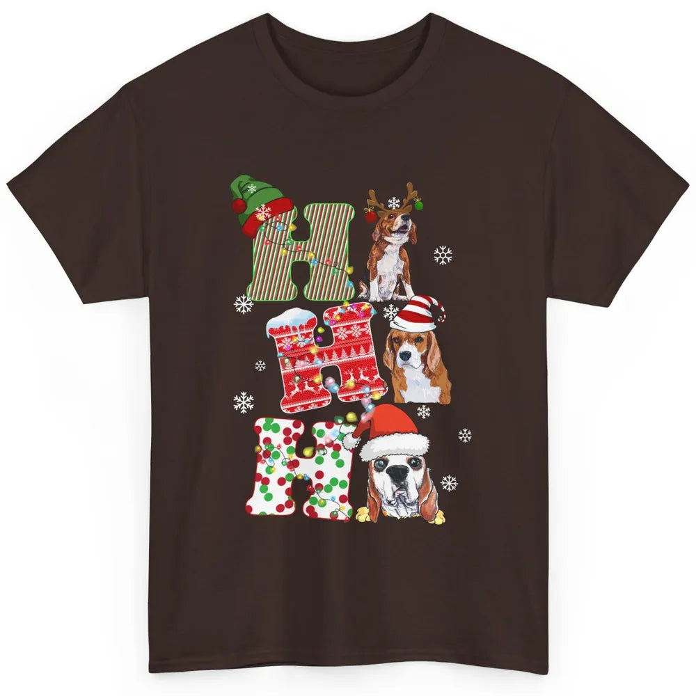 Funny Beagle Christmas Light Santa Beagle Reindeer Snowflake Classic Unisex T-Shirt