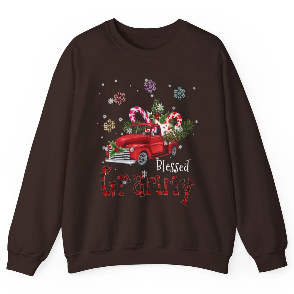 Merry Christmas Blessed Grammy Red Truck Xmas Grandma Retro Unisex Crewneck Sweatshirt