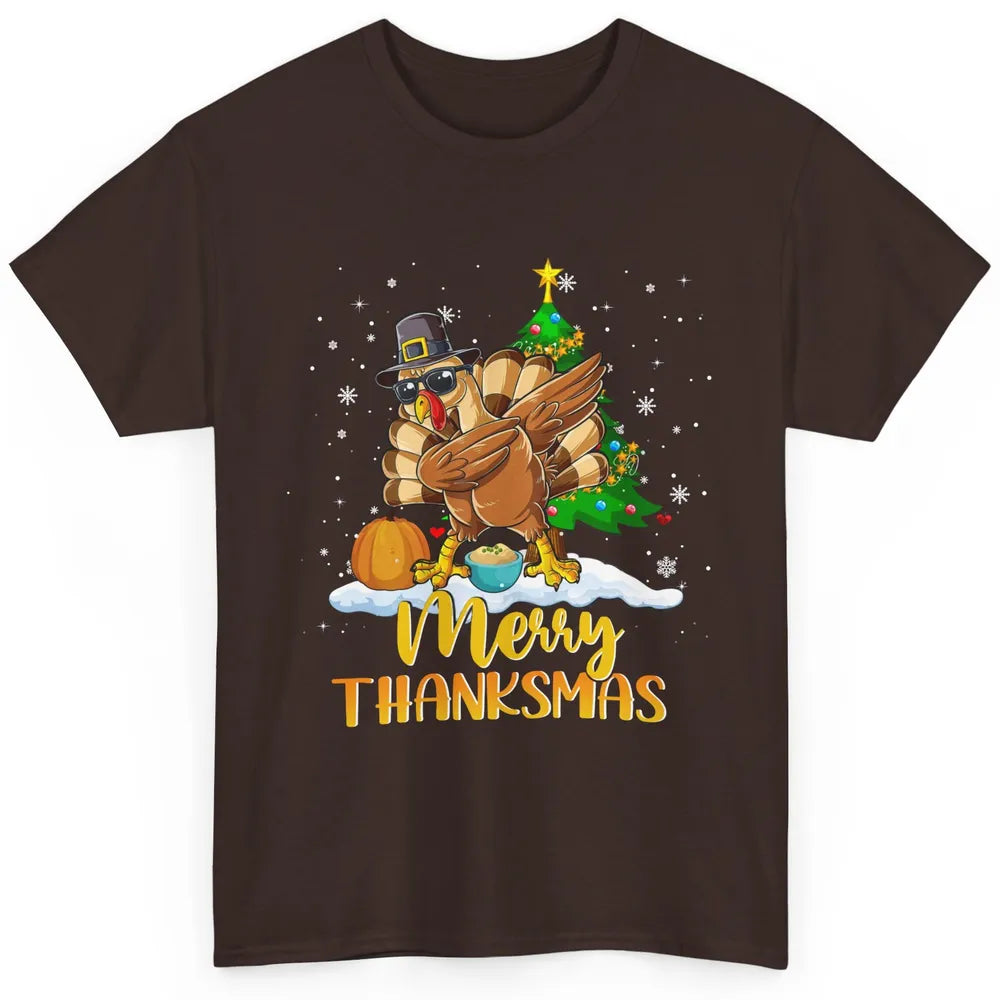 Funny Turkey Merry Thanksmas Christmas Thanksgiving Gift Classic Unisex T-Shirt