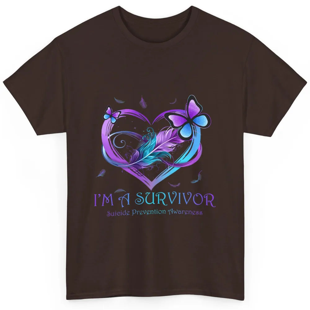 Survivor Purple Teal Heart Love Suicide Prevention Awareness Classic Unisex T-Shirt