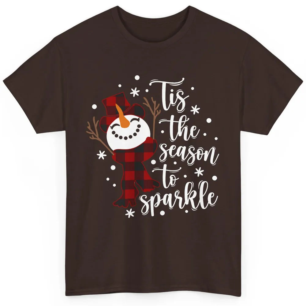 Funny Snowman Tis The Season To Sparkle Merry Christmas Classic Unisex T-Shirt