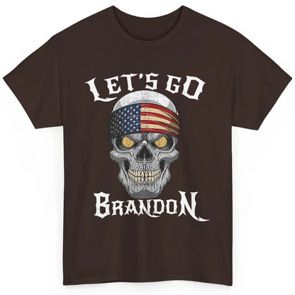 Retro Skull US Flag Let's Go Brandon Anti Biden Pro America Classic Unisex T-Shirt