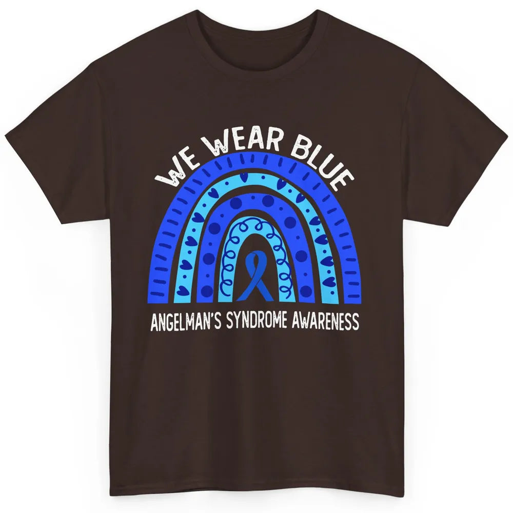 We Wear Blue For Angelman's Syndrome Blue Ribbon Rainbow Classic Unisex T-Shirt