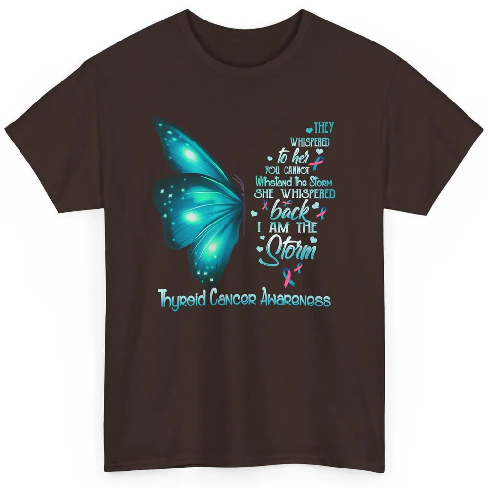 The Storm Teal Butterfly Warrior Thyroid Cancer Awareness Classic Unisex T-Shirt