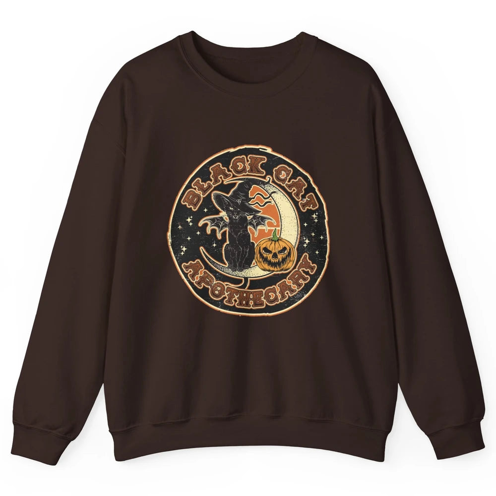 Black Cat Apothecary Cat Witch Pumpkin Halloween Costume Unisex Crewneck Sweatshirt