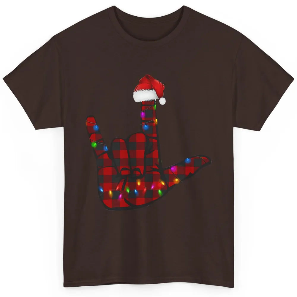 Merry Christmas Hand Sign Language Deaf Xmas Santa Hat ASL Classic Unisex T-Shirt