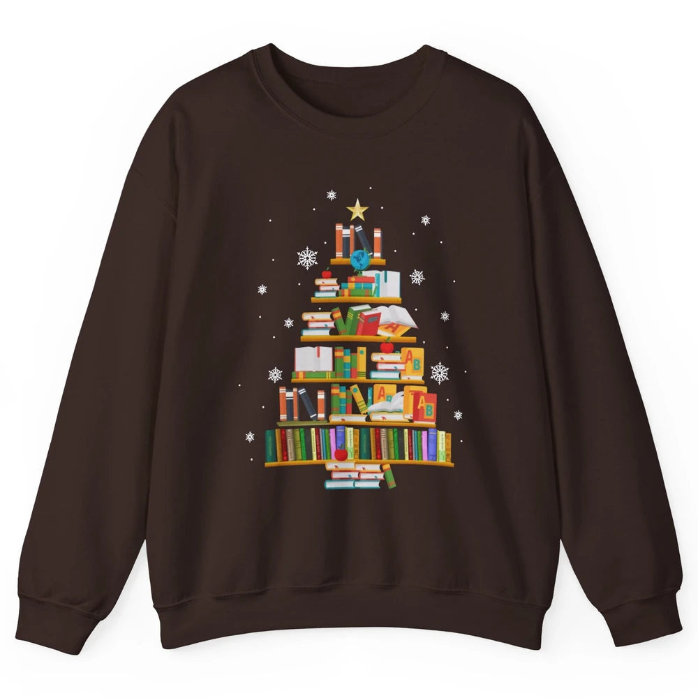 Funny Book Christmas Tree Book Reading Lovers Chritmas Gift Unisex Crewneck Sweatshirt