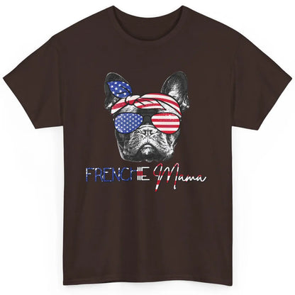 French Bulldog US Flag Glasses July 4th Patriot Frenchie Mom Classic Unisex T-Shirt