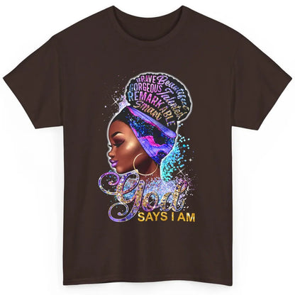 Floral Black Girl God Say I'm Afro Women Christian Religious Classic Unisex T-Shirt