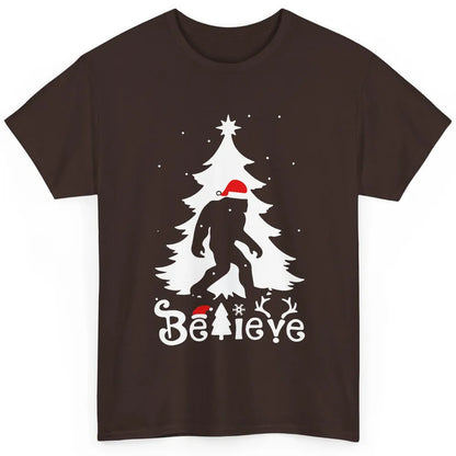 Funny Santa Bigfoot Believe Christmas Tree Sasquatch Lovers Classic Unisex T-Shirt