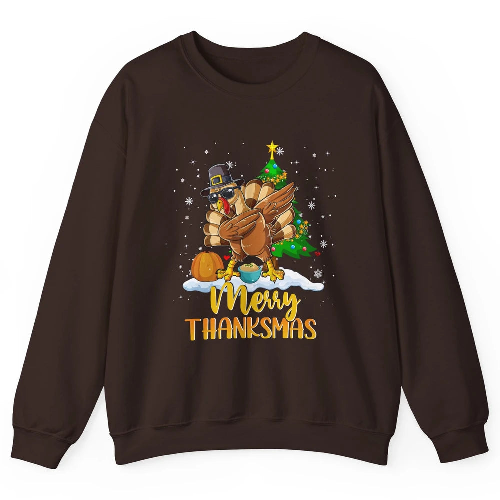 Funny Turkey Merry Thanksmas Christmas Thanksgiving Gift Unisex Crewneck Sweatshirt