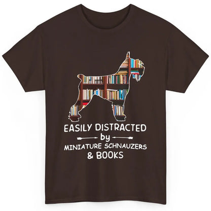 Easily Distracted By Schnauzer And Books Dog Lover Librarian Classic Unisex T-Shirt