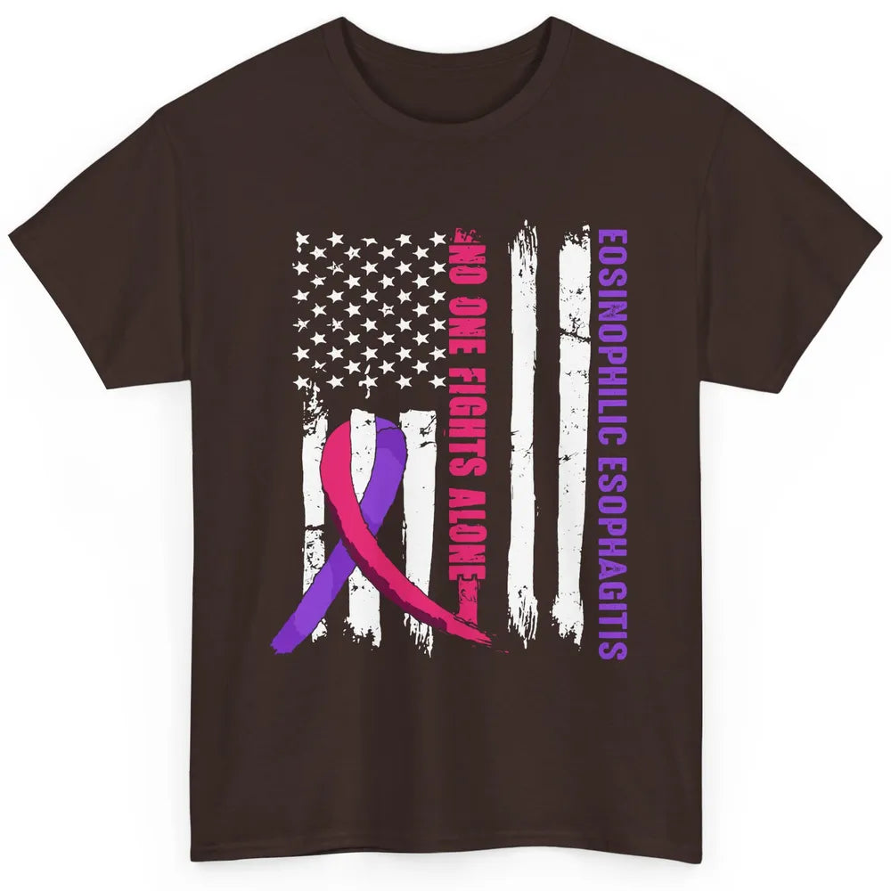 Eosinophilic Esophagitis Ribbon US Flag No One Fight Alone Classic Unisex T-Shirt