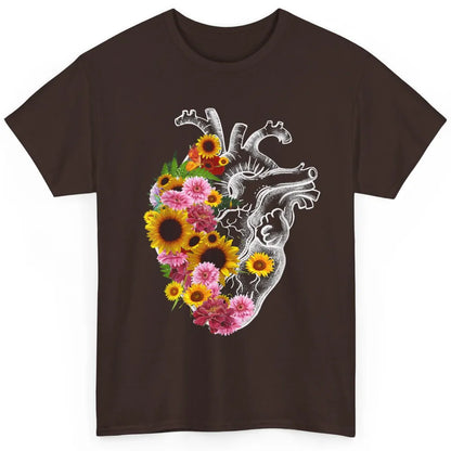 Floral Cardiology Anatomical Heart Doctor Medical Botany Classic Unisex T-Shirt