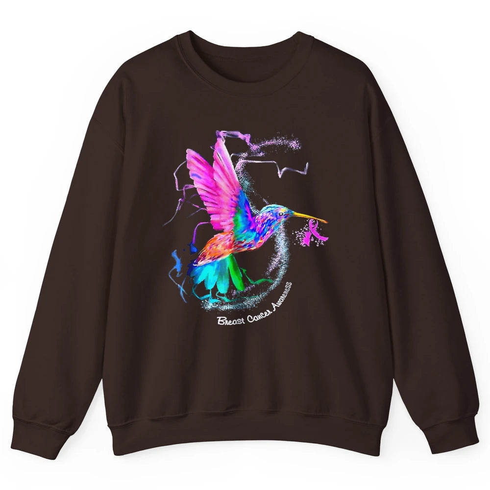 Breast Cancer Awareness Hummingbird Sunflower Pink Ribbon Unisex Crewneck Sweatshirt