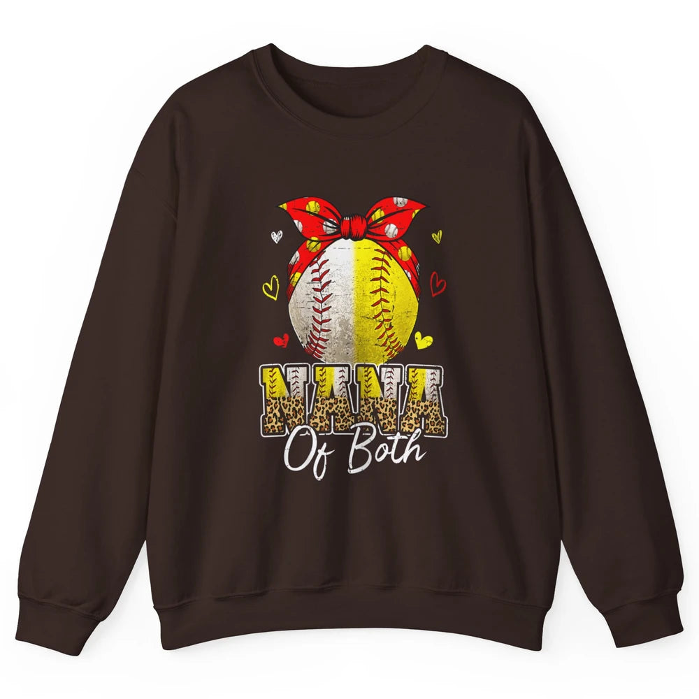 Women Baseball Softball Nana Of Both Mothers Day Sports Game Unisex Crewneck Sweatshirt