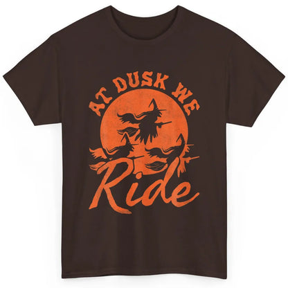 At Dusk We Ride Witch Hat Broom Moon Halloween Spooky Season Classic Unisex T-Shirt