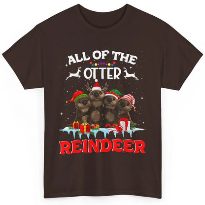 Merry Christmas All Of Otter Reindeer Funny Xmas Santa Hat Classic Unisex T-Shirt