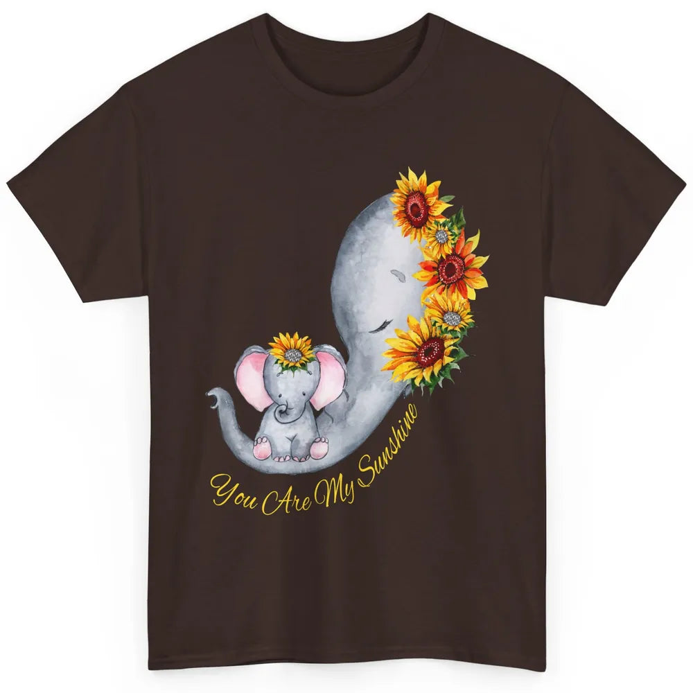 Sunflower Baby Elephant You Are My Sunshine Elephant Mom Classic Unisex T-Shirt