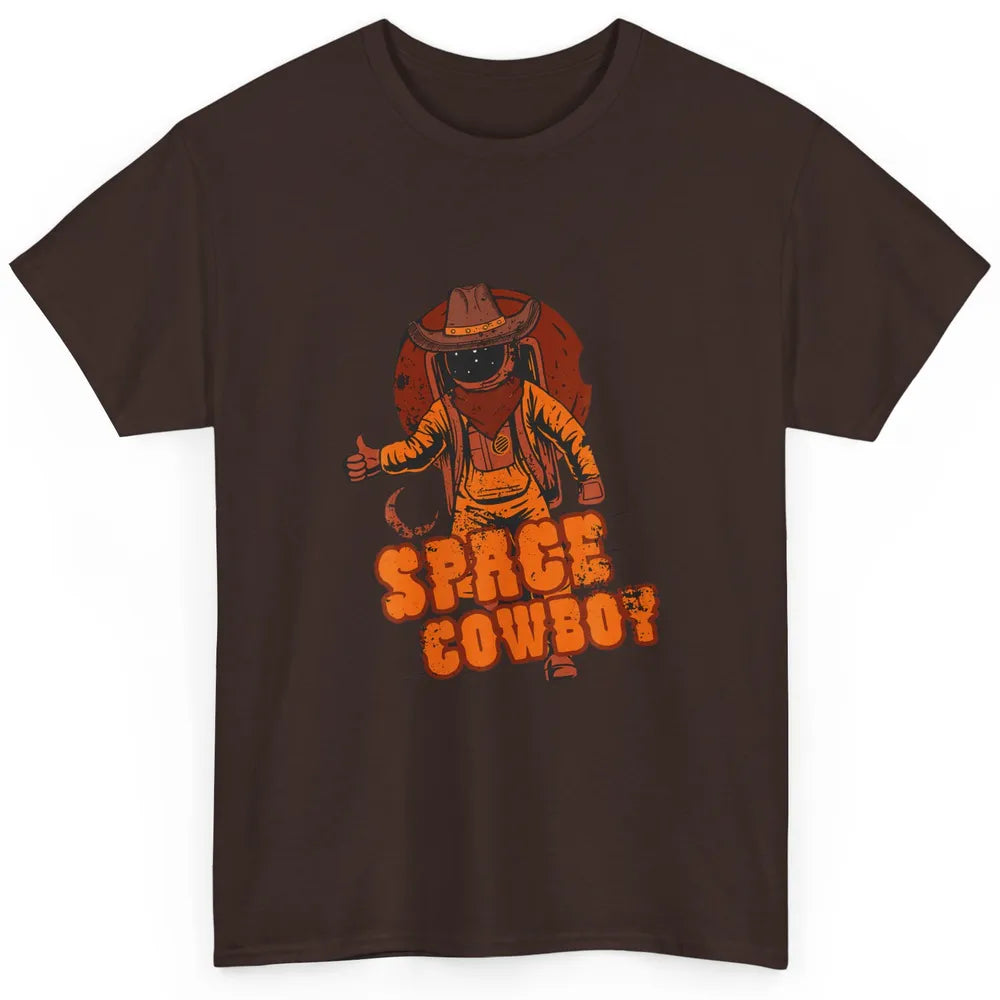 Retro Space Cowboy Cowgirl Rodeo Horse Astronaut Western Classic Unisex T-Shirt