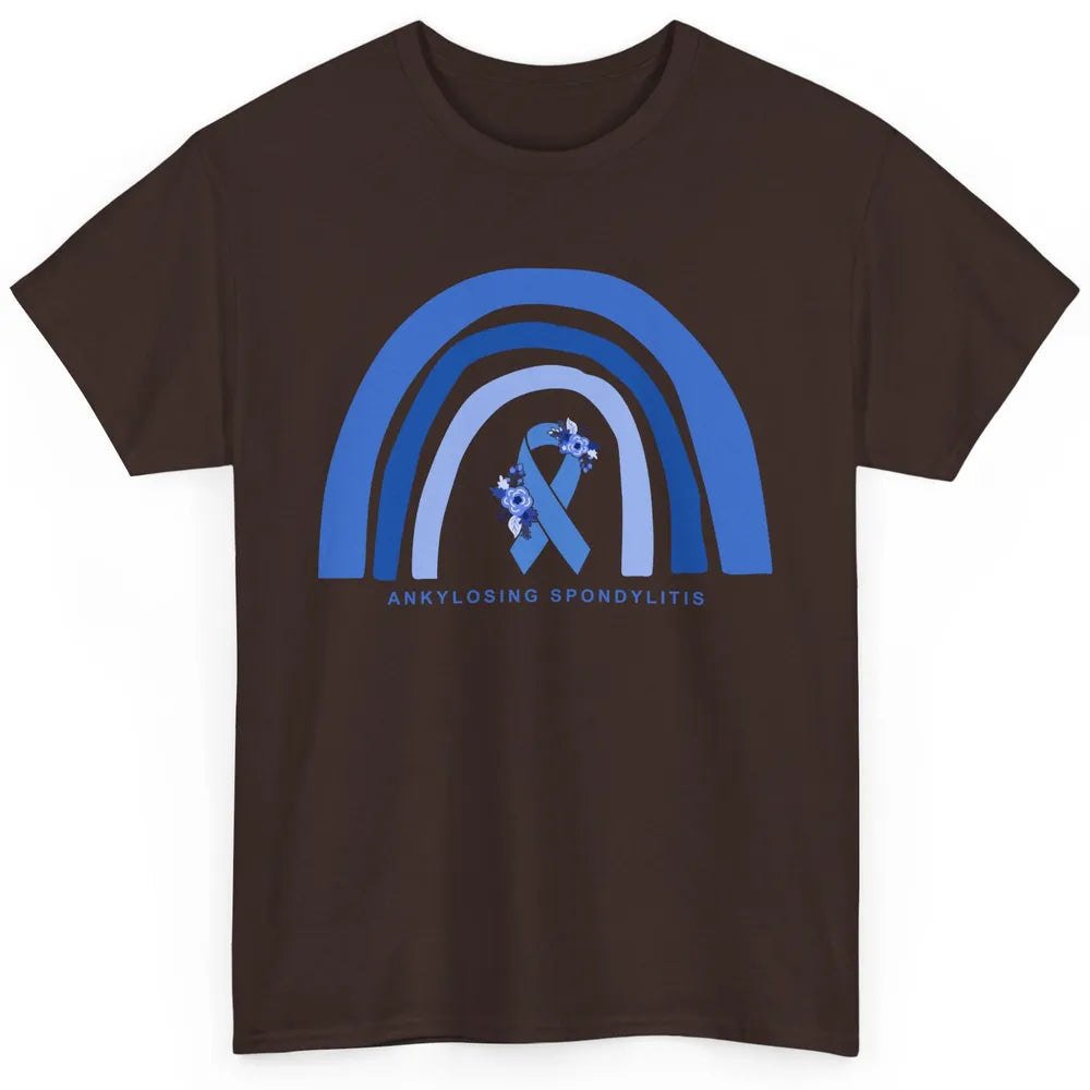 Ankylosing Spondylitis Awareness Support Floral Blue Ribbon Classic Unisex T-Shirt