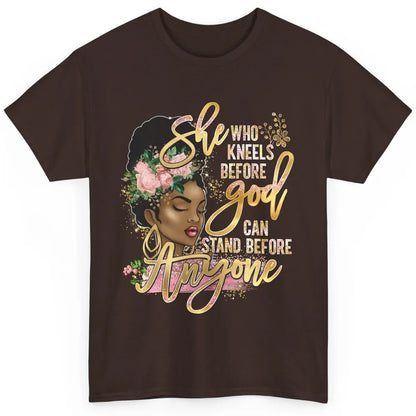 Black Girl She Who Kneels Before God Christian Afro Women Classic Unisex T-Shirt