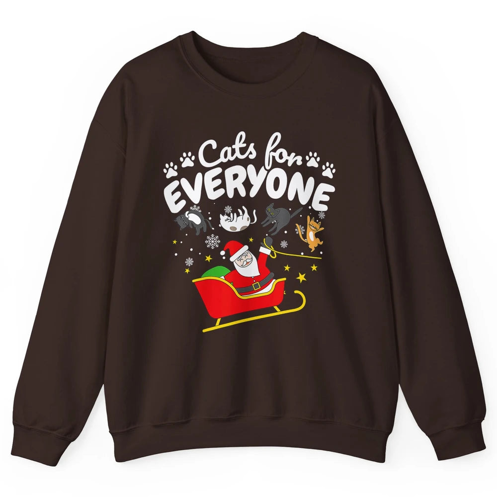 Merry Christmas Funny Cat For Everyone Santa Claus Reindeer Unisex Crewneck Sweatshirt