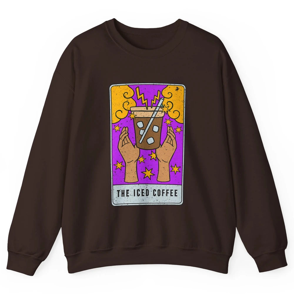 The Iced Coffee Witch Latte Tarot Card Mystical Halloween Unisex Crewneck Sweatshirt