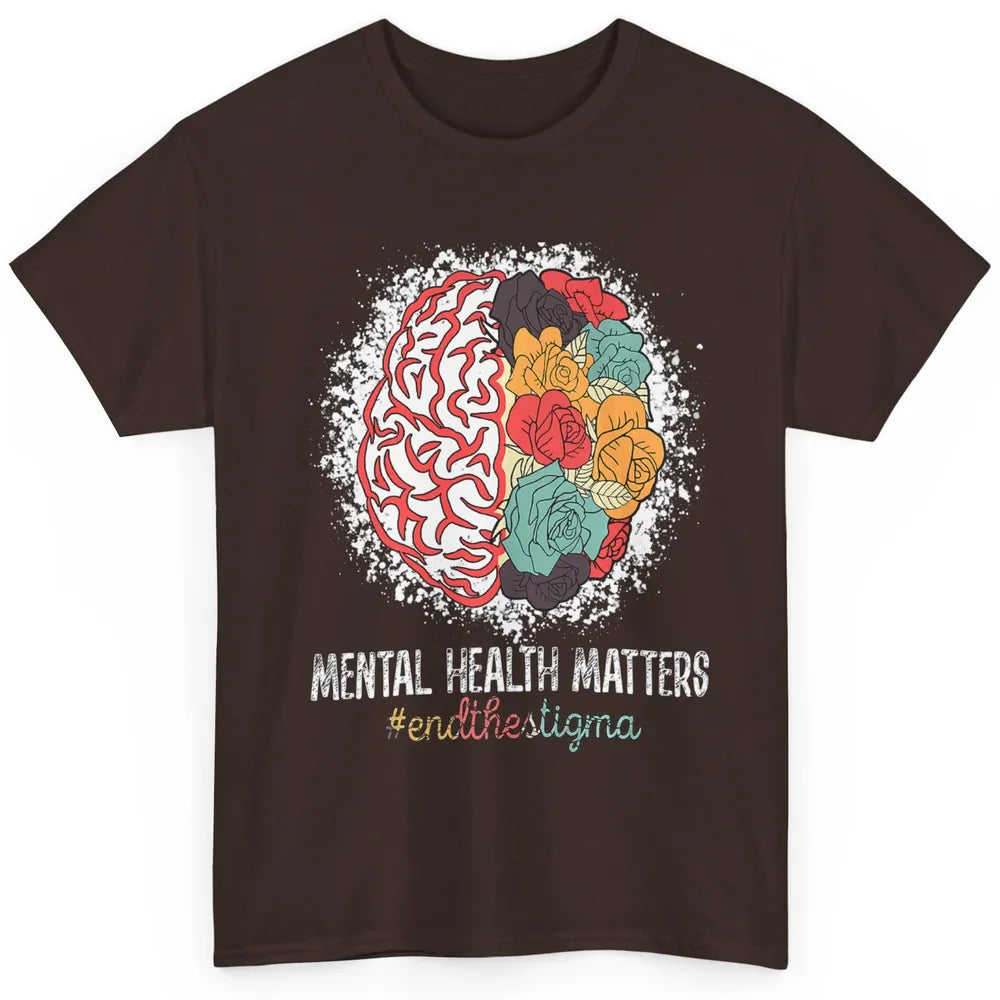 End The Stigma Floral Brain Therapy Mental Health Matters Classic Unisex T-Shirt