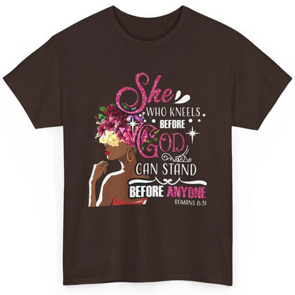 Black Girl She Who Kneels Before God Christian Afro Women Classic Unisex T-Shirt