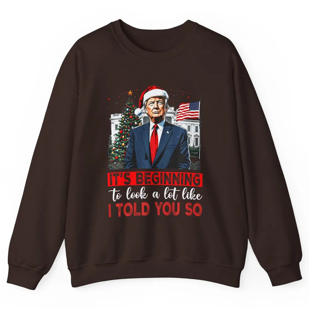 Funny Santa Trump It's Beginning To Look A Lot Like I Told You So Sarcastic Political Xmas Christmas Unisex Crewneck Sweatshirt