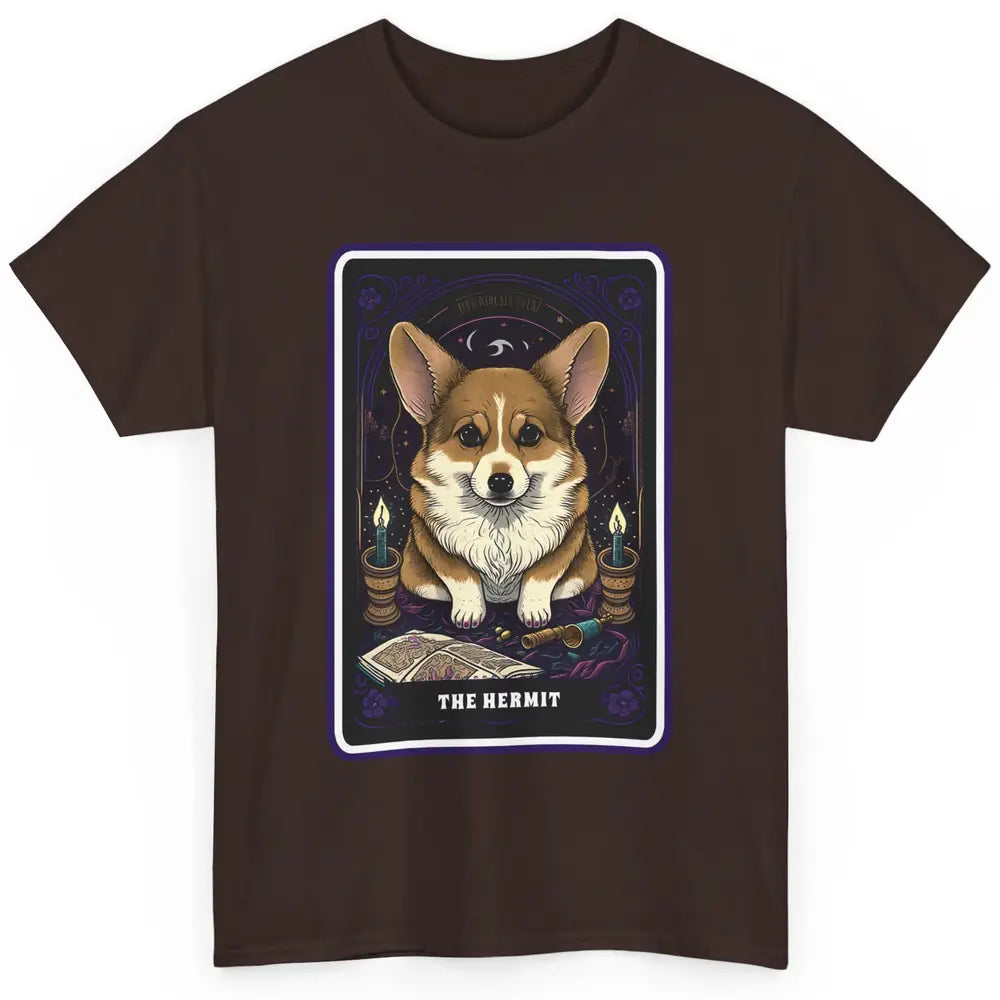 Corgi Witch The Hermit Tarot Card Halloween Corgi Dog Mom Classic Unisex T-Shirt