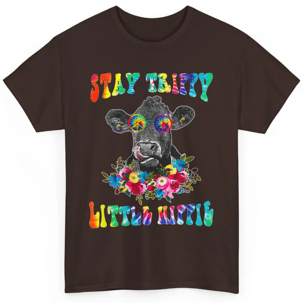 Stay Trippy Little Hippie Heifer Licking Highland Cow Peace Classic Unisex T-Shirt