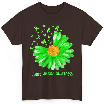 Daisy Butterfly Kidney Disease Awareness Green Ribbon CKD Classic Unisex T-Shirt