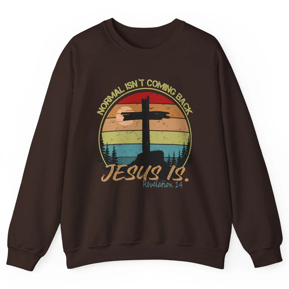 Vintage Normal Isn't Coming Back Jesus is Christian Western Unisex Crewneck Sweatshirt