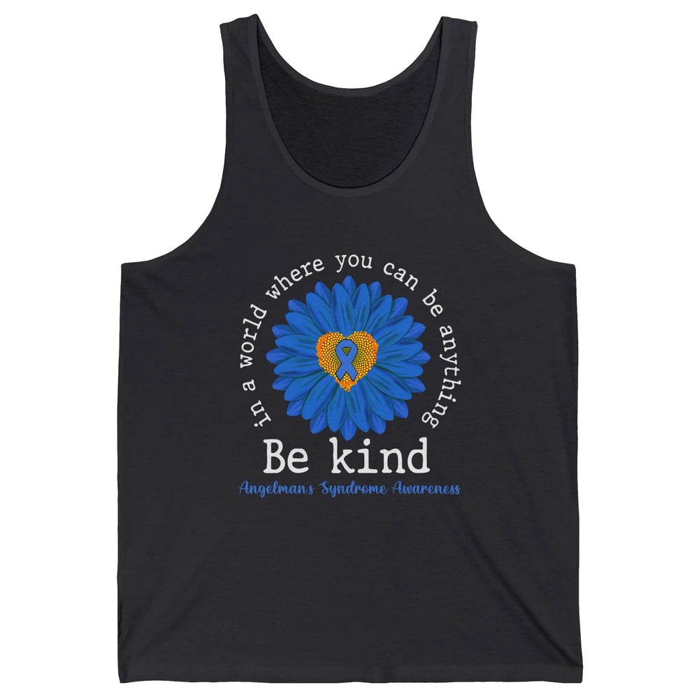 Angelman's Syndrome Awareness Blue Ribbon Sunflower Be Kind Unisex Jersey Tank