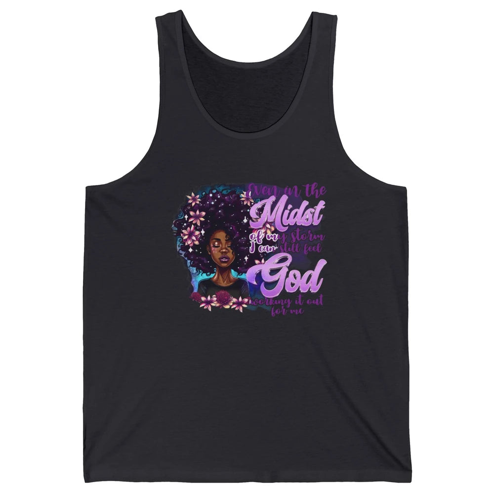 Black Girl In The Midst Of Storm I See God Christian Belief Unisex Jersey Tank