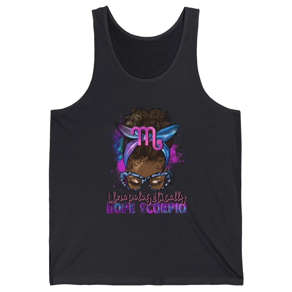 Afro Scorpio Queen Galaxy Horoscope Messy Hair Black Woman Unisex Jersey Tank