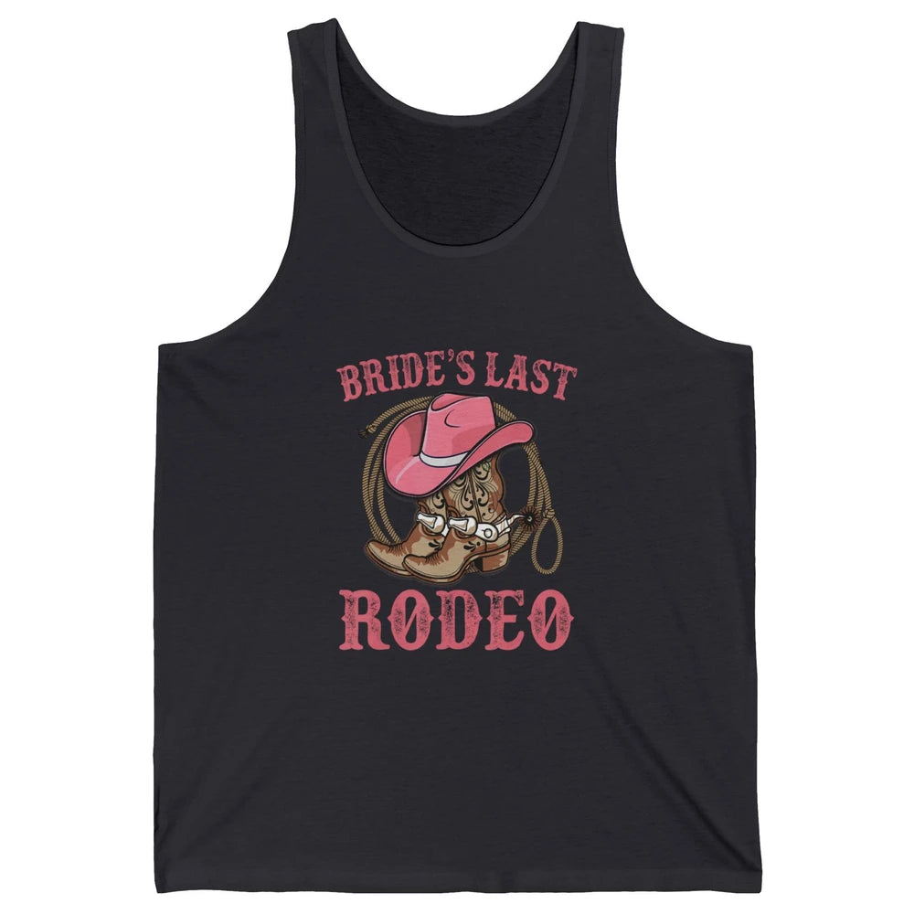 Bride's Last Rodeo Cowgirl Hat Bachelorette Party Wedding Unisex Jersey Tank