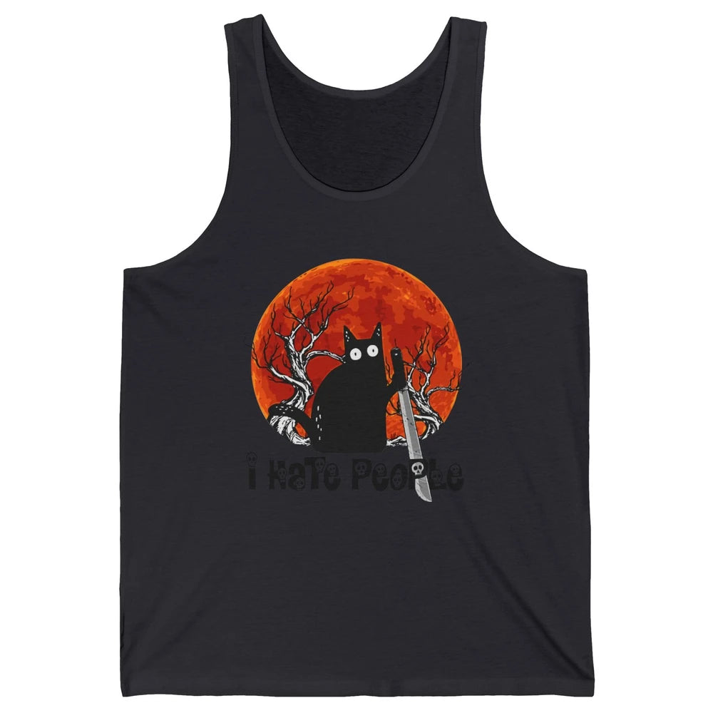 Black Cat Murderer I Hate People Pumpkin Halloween Costume Unisex Jersey Tank