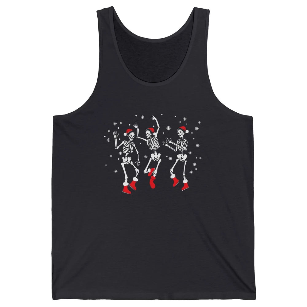 Funny Skeleton Christmas Dancing Snowflakes Santa Skeleton Unisex Jersey Tank